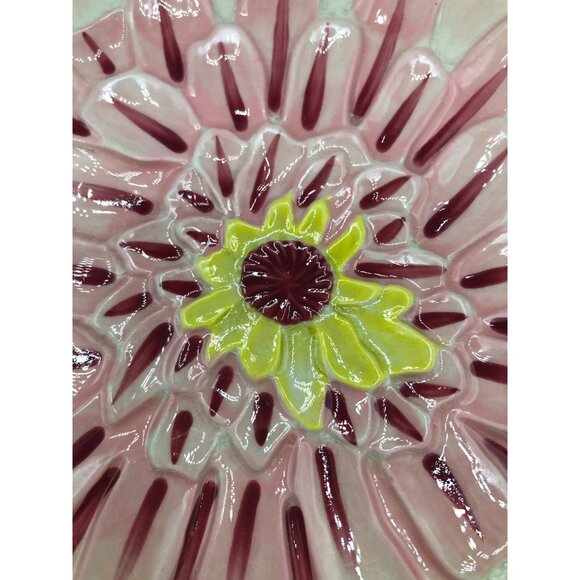 Anthropologie Lilypad Floral Ceramic Salad/Dessert Plates Set Of 2 8" Pink/Yello - Picture 5 of 5